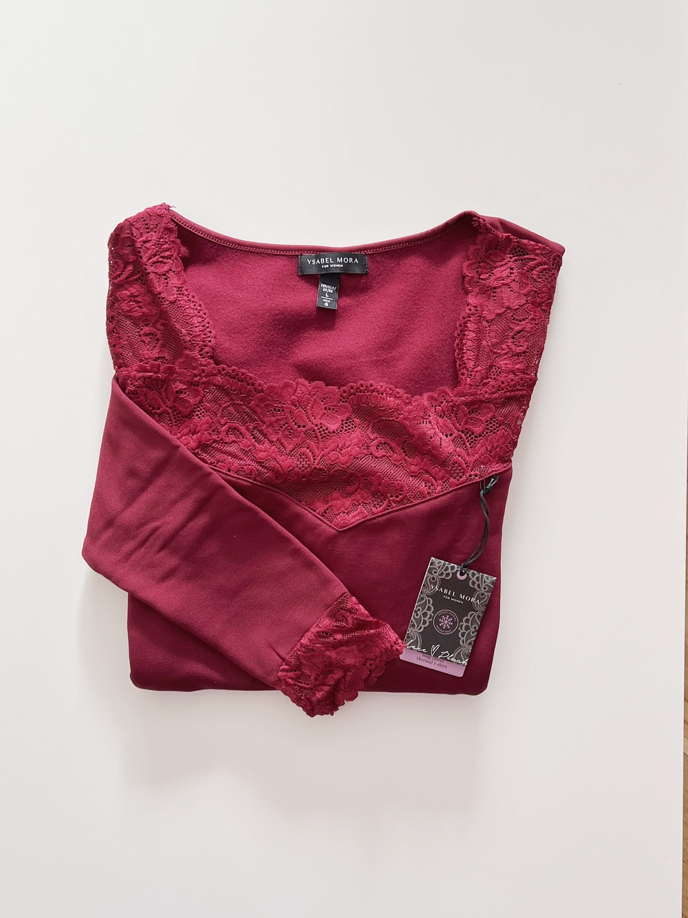 Camiseta Mujer Térmica con Encaje 70005 Térmico Ysabel Mora S Granate 