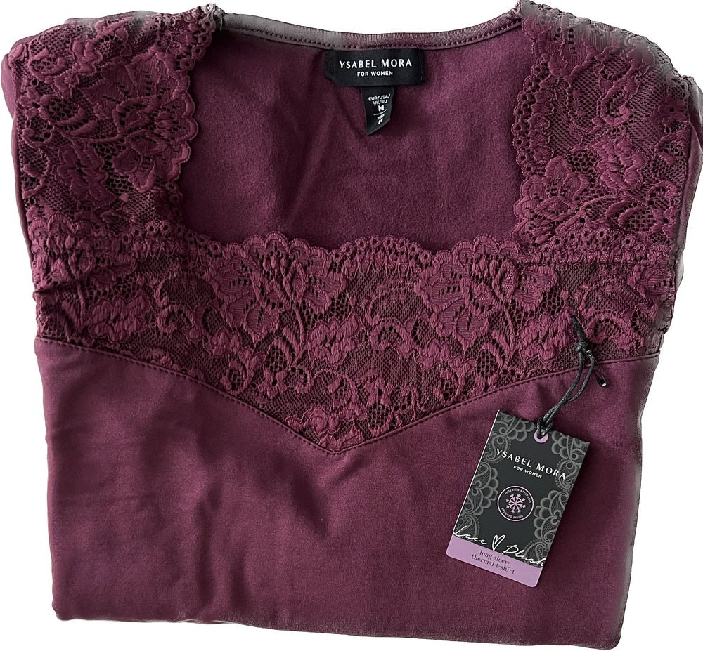 Camiseta Mujer Térmica con Encaje 70005 Térmico Ysabel Mora S Vino 