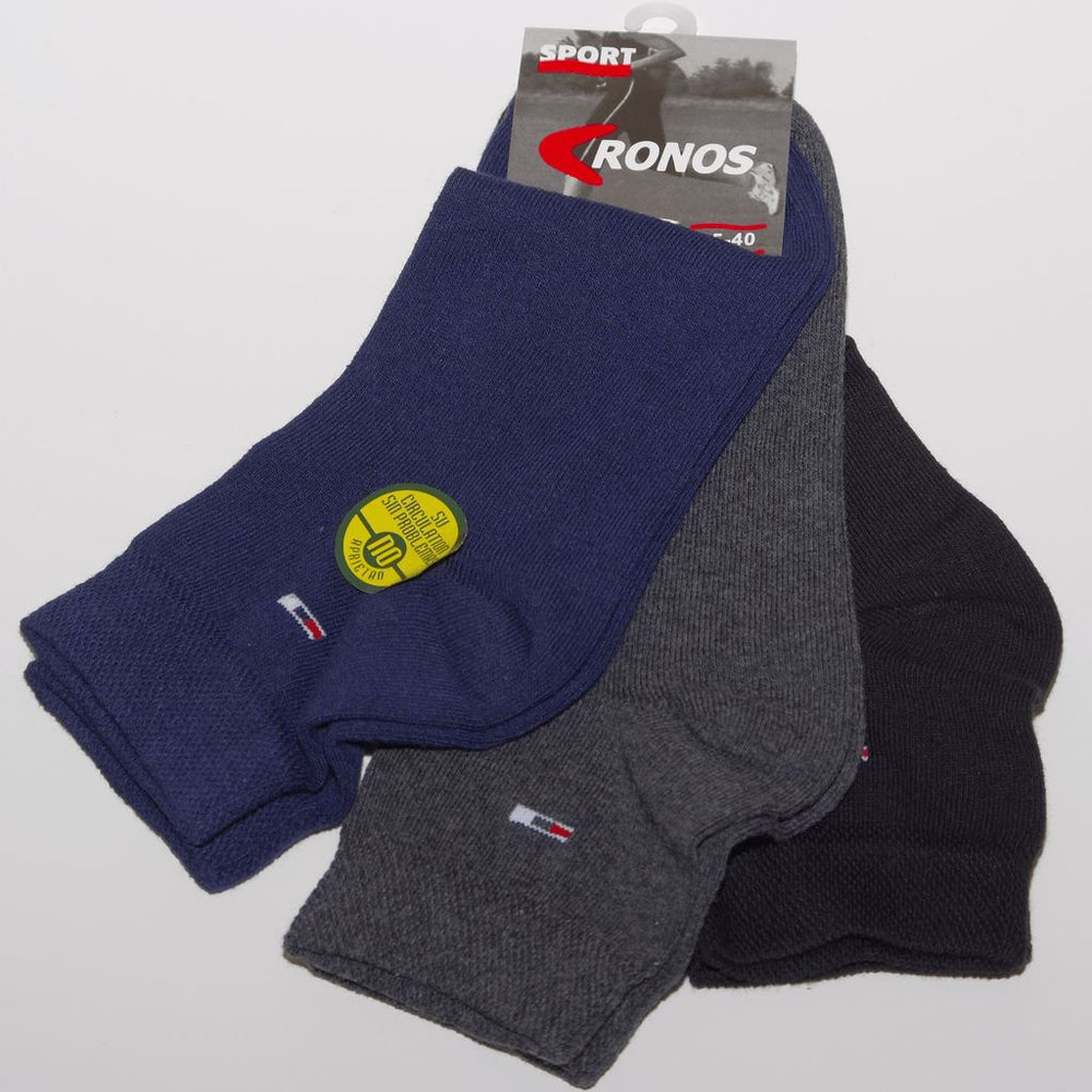 Pack 3 Tobilleros Algodón Intermedio Unisex Cronos 18001 - Lencería Yoli